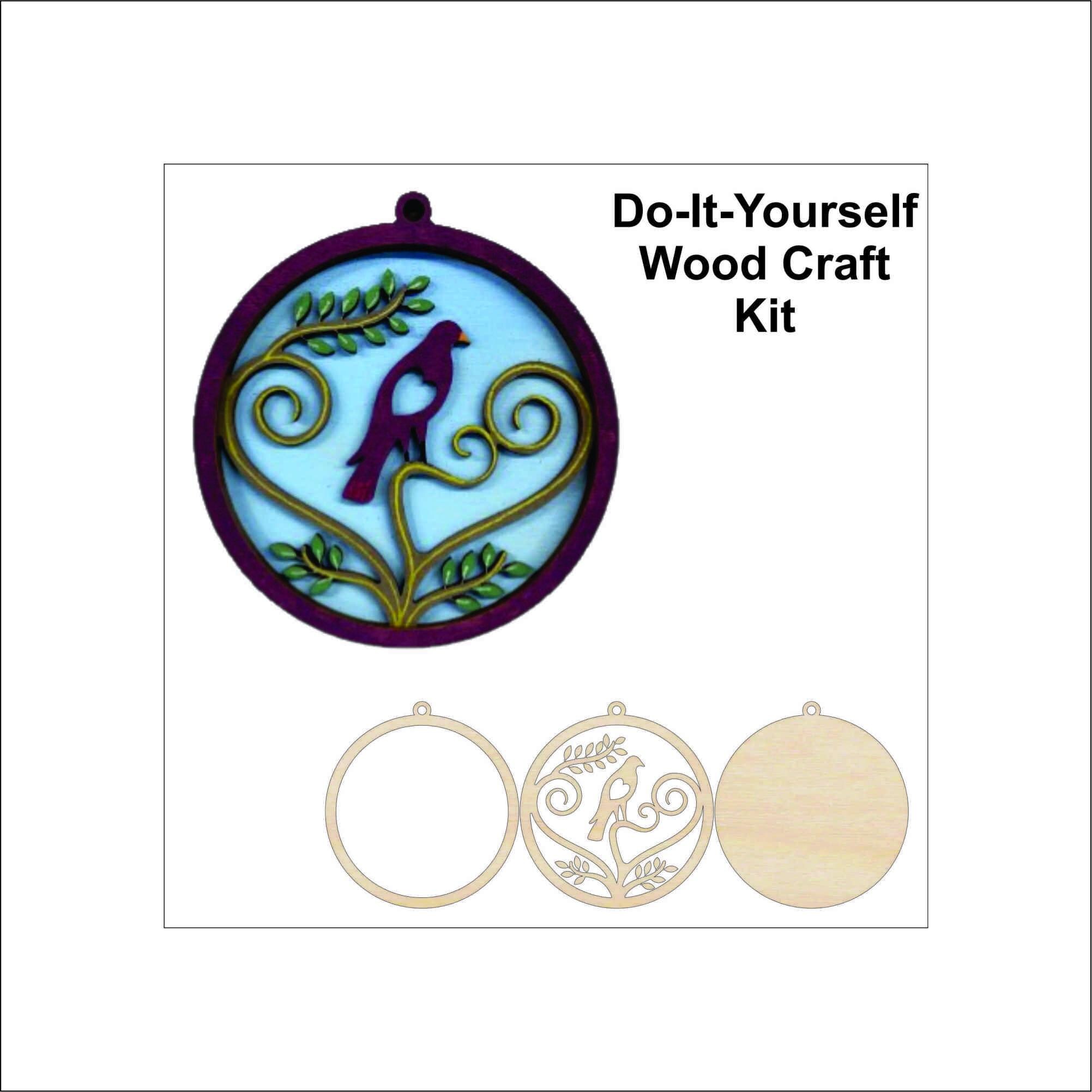 Bird Wood Craft Kit Ornament Door Sign Multi Piece Laser Cut Out & Unfinished DIY Craft Supply BR3