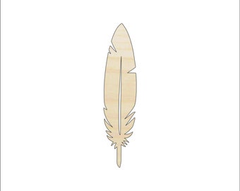 Bird Feather - Laser Cut Out Unfinished  Wood Shape Craft Supply XTR3