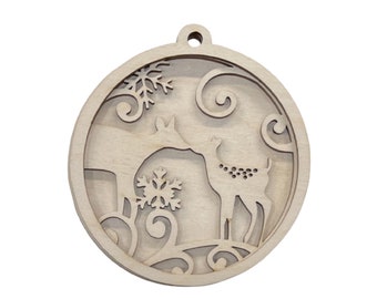 3D Ornament Deer 3 Pieces Laser Cut Out Unfinished ORN59 3D Ornament Deer 3 Pieces Laser Cut Out Unfinished ORN59