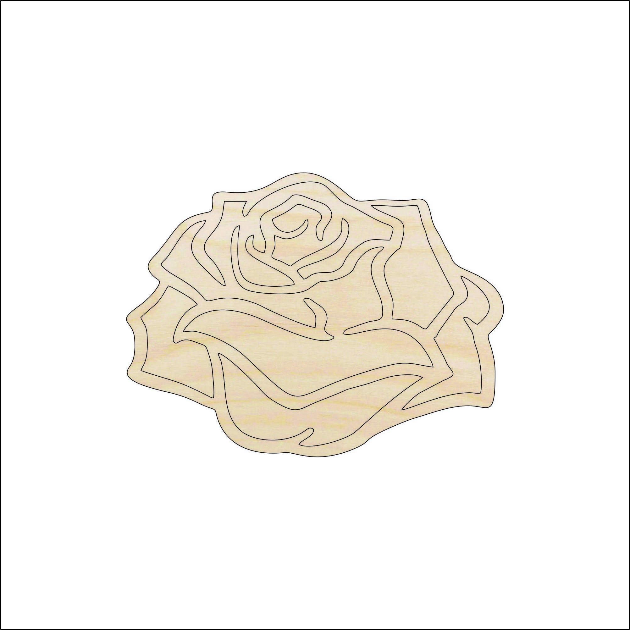Flower Rose - Laser Cut Out Unfinished Wood Craft Shape FLR69 Flower Rose - Laser Cut Out Unfinished Wood Craft Shape FLR69