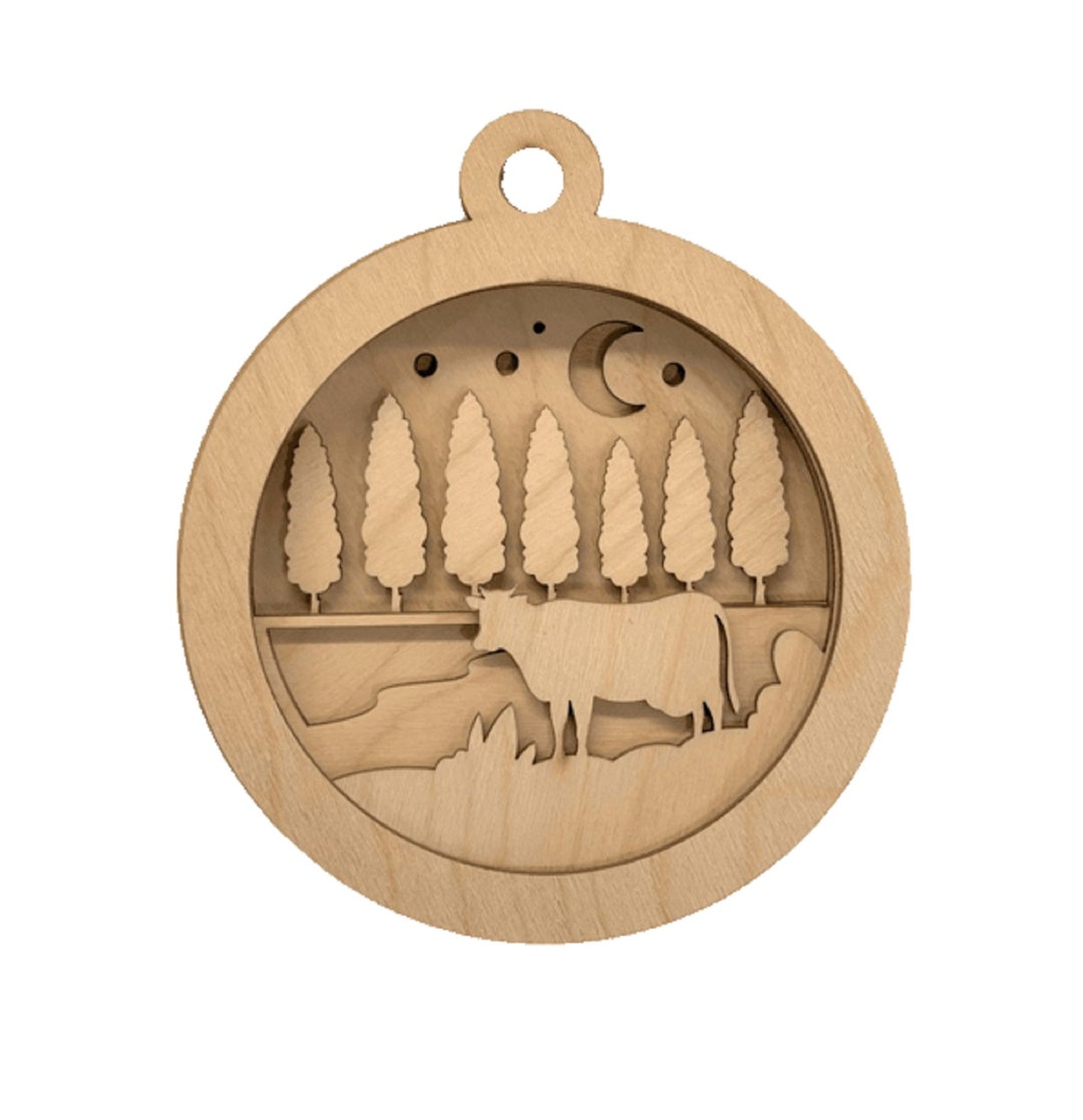 3D Ornament Cow 6 Pieces Laser Cut Out Unfinished ORN128 3D Ornament Cow 6 Pieces Laser Cut Out Unfinished ORN128