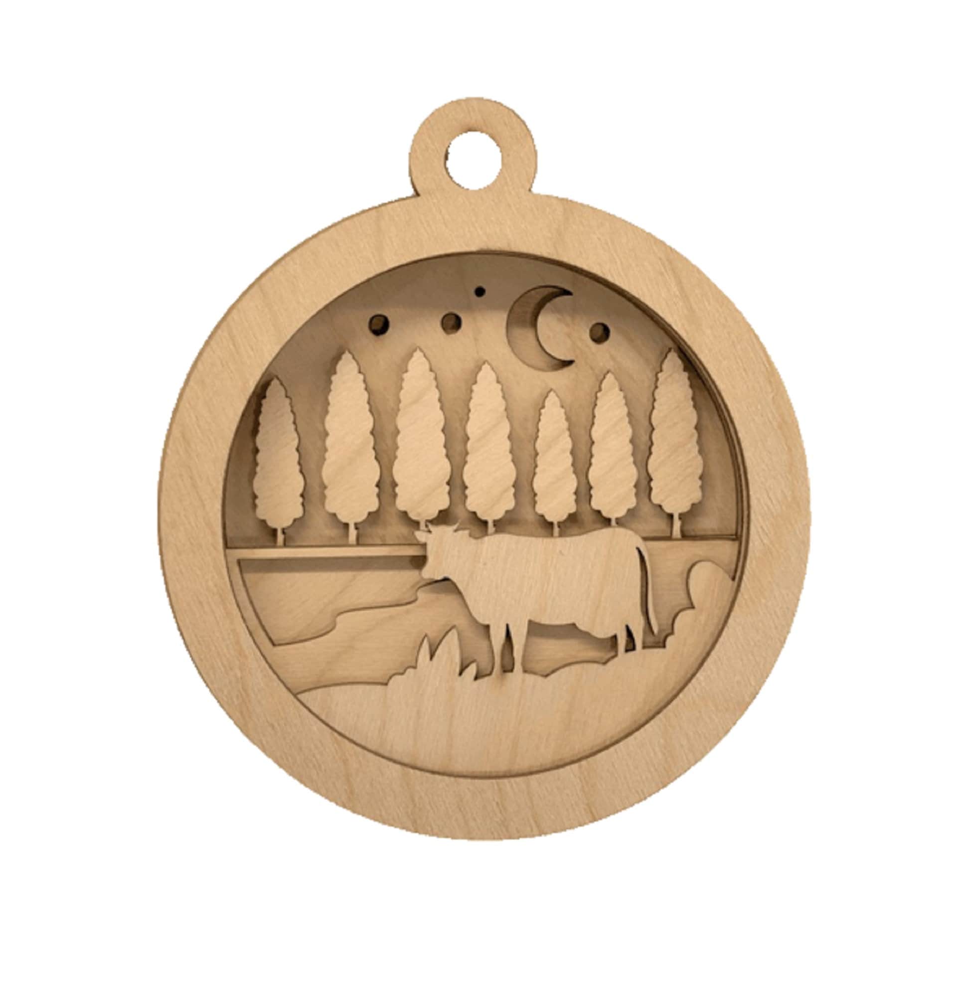 3D Ornament Cow 6 Pieces Laser Cut Out Unfinished ORN128 3D Ornament Cow 6 Pieces Laser Cut Out Unfinished ORN128