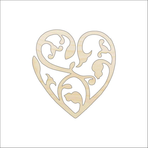 Heart - Laser Cut Out Unfinished Wood Craft Shape HRT9 Heart - Laser Cut Out Unfinished Wood Craft Shape HRT9