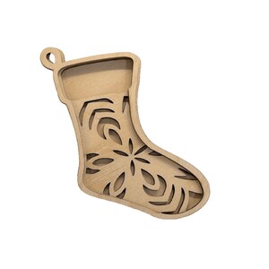 3D Ornament Stockings 3 Pieces Laser Cut Out Unfinished ORN103 3D Ornament Stockings 3 Pieces Laser Cut Out Unfinished ORN103
