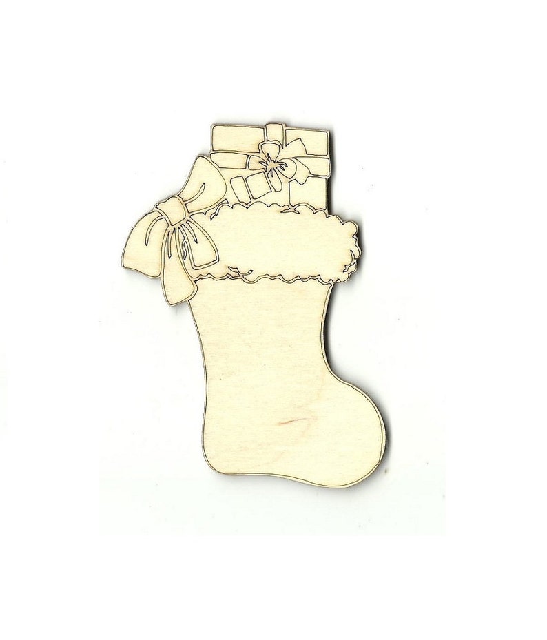 Christmas Stocking Unfinished Wood Laser Cut Out Shape Craft Etsy