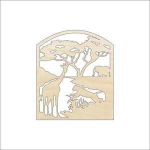 Scene Africa - Laser Cut Out Unfinished Wood Craft Shape ANML103 Scene Africa - Laser Cut Out Unfinished Wood Craft Shape ANML103