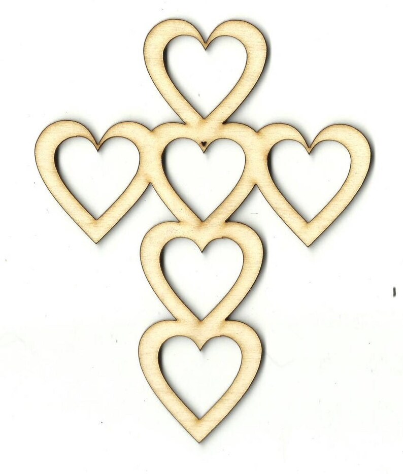 Laser Cut Out Unfinished Wood Shape Craft Supply REL6 Heart Cross