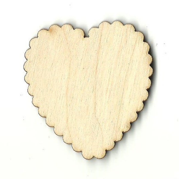 Scalloped Heart - Laser Cut Out Unfinished Wood Shape Craft Supply HRT9