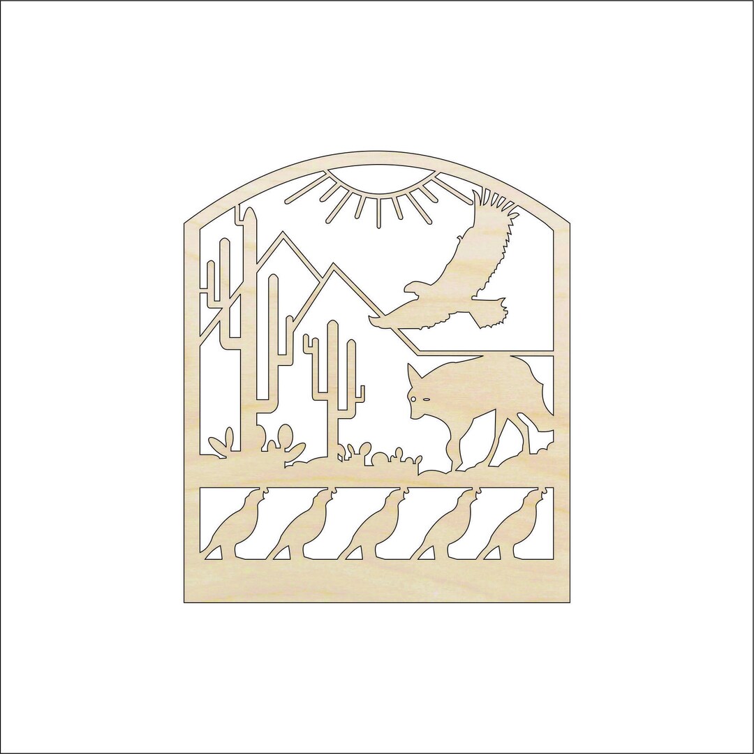 Scene Desert - Laser Cut Out Unfinished Wood Craft Shape ANML102 Scene Desert - Laser Cut Out Unfinished Wood Craft Shape ANML102