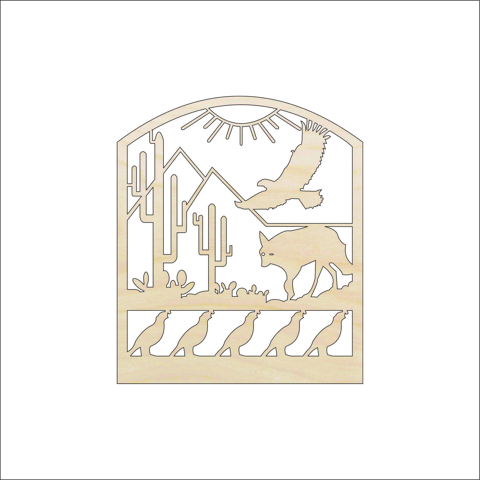 Scene Desert - Laser Cut Out Unfinished Wood Craft Shape ANML102 Scene Desert - Laser Cut Out Unfinished Wood Craft Shape ANML102