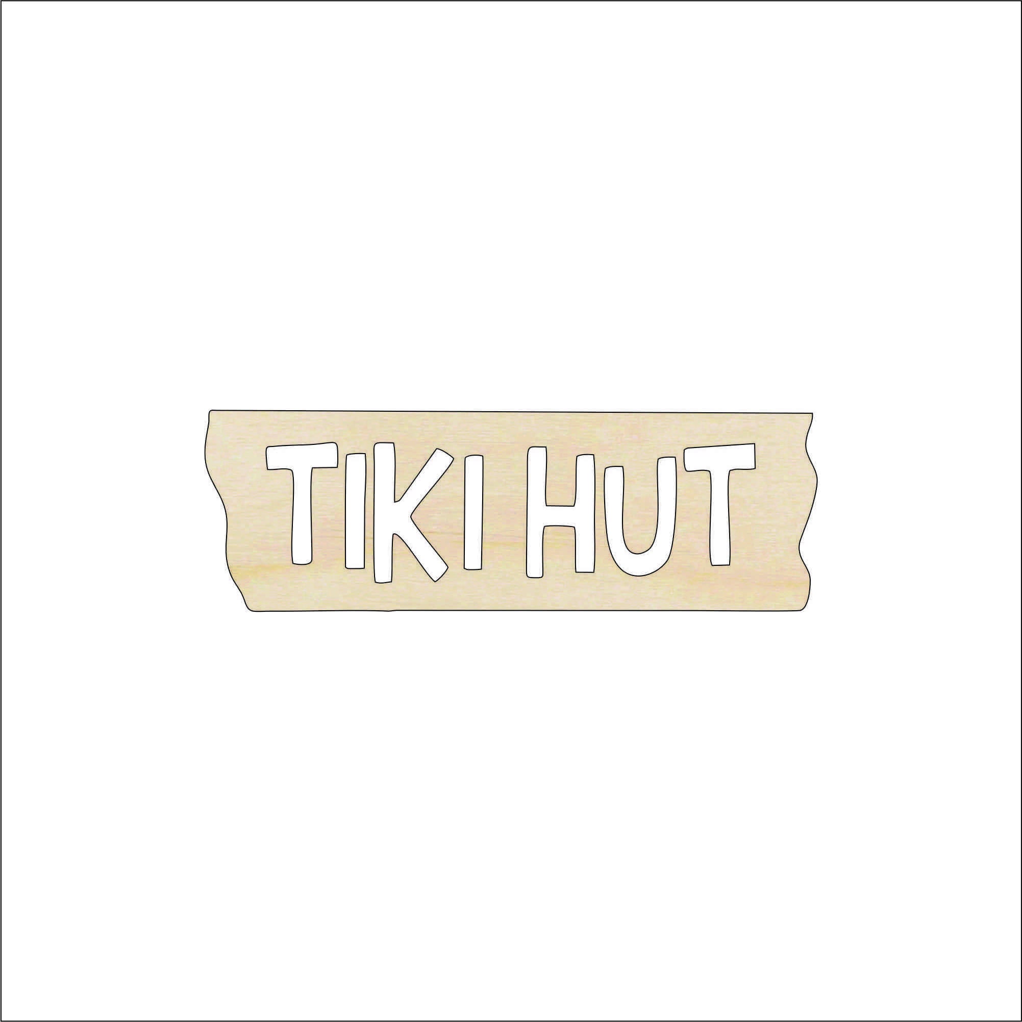 Sign Tiki Hut - Laser Cut Out Unfinished Wood Craft Shape SGN4 Sign Tiki Hut - Laser Cut Out Unfinished Wood Craft Shape SGN4