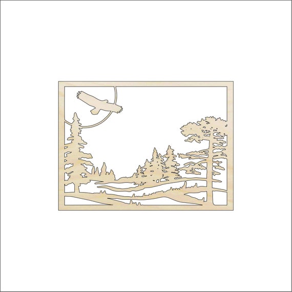 Scene Bear - Laser Cut Out Unfinished Wood Craft Shape BER59 Scene Bear - Laser Cut Out Unfinished Wood Craft Shape BER59