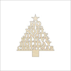 Word Christmas Tree - Laser Cut Out Unfinished Wood Shape Craft Supply XMS162