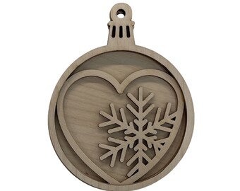3D Ornament Heart 3 Pieces Laser Cut Out Unfinished ORN31 3D Ornament Heart 3 Pieces Laser Cut Out Unfinished ORN31