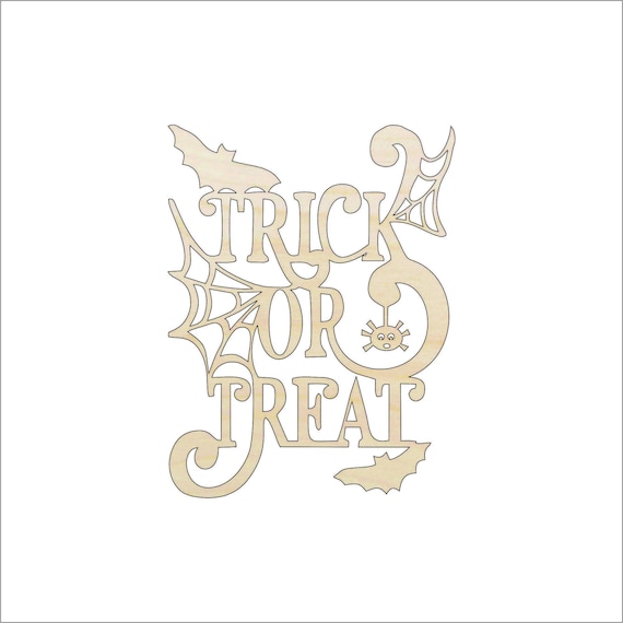Word Trick or Treat - Laser Cut Out Unfinished Wood Craft Shape FAL208 Word Trick or Treat - Laser Cut Out Unfinished Wood Craft Shape FAL208