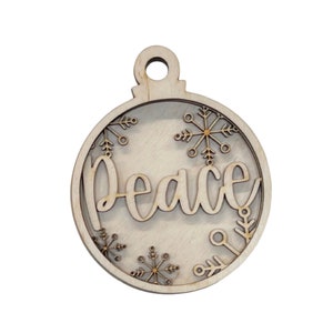 3D Ornament Peace 3 Pieces Laser Cut Out Unfinished ORN36 3D Ornament Peace 3 Pieces Laser Cut Out Unfinished ORN36