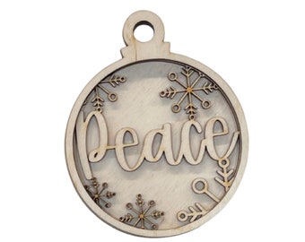 3D Ornament Peace 3 Pieces Laser Cut Out Unfinished ORN36 3D Ornament Peace 3 Pieces Laser Cut Out Unfinished ORN36