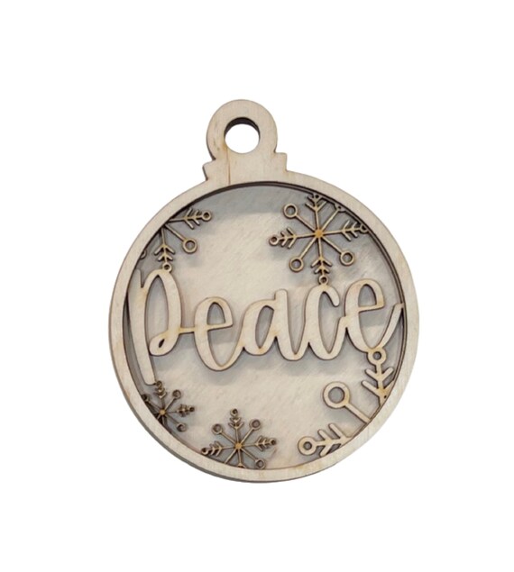 3D Ornament Peace 3 Pieces Laser Cut Out Unfinished ORN36 3D Ornament Peace 3 Pieces Laser Cut Out Unfinished ORN36