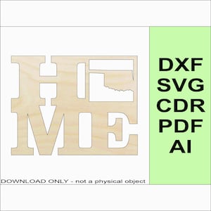 Download Oklahoma Home State Design - Laser CNC Cricut SVG DXF Glowforge Files &quot;Digital Files Only&quot;
