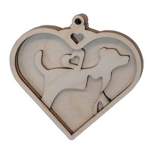 3D Ornament Cat & Dog 3 Pieces Laser Cut Out Unfinished ORN82 3D Ornament Cat & Dog 3 Pieces Laser Cut Out Unfinished ORN82
