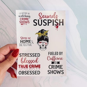 True Crime Stickers laptop sticker, funny sticker, laptop decal, tumbler sticker, water bottle sticker, water bottle decal 10GRP