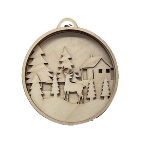 3D Ornament Deer 4 Pieces Laser Cut Out Unfinished ORN167 3D Ornament Deer 4 Pieces Laser Cut Out Unfinished ORN167