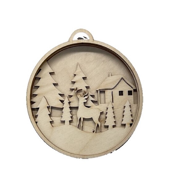 3D Ornament Deer 4 Pieces Laser Cut Out Unfinished ORN167 3D Ornament Deer 4 Pieces Laser Cut Out Unfinished ORN167