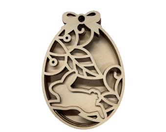 3D Ornament Egg 5 Pieces Laser Cut Out Unfinished ORN271 3D Ornament Egg 5 Pieces Laser Cut Out Unfinished ORN271