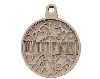 3D Ornament Joy 3 Pieces Laser Cut Out Unfinished ORN30 3D Ornament Joy 3 Pieces Laser Cut Out Unfinished ORN30
