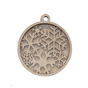 3D Ornament Snowflake 3 Pieces Laser Cut Out Unfinished ORN56 3D Ornament Snowflake 3 Pieces Laser Cut Out Unfinished ORN56