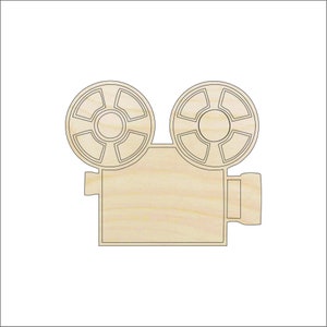 Movie Camera - Unfinished Wood Laser Cut Out Shape Craft Supply MVE2