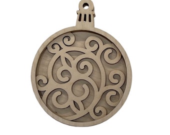 3D Ornament 3 Pieces Laser Cut Out Unfinished ORN42 3D Ornament 3 Pieces Laser Cut Out Unfinished ORN42