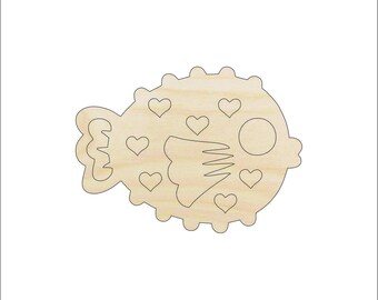 Fish Puffer - Laser Cut Out Unfinished Wood Craft Shape FSH6 Fish Puffer - Laser Cut Out Unfinished Wood Craft Shape FSH6