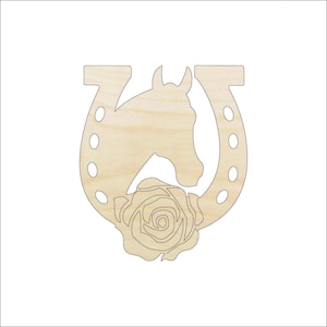 Horse & Horseshoe - Laser Cut Out Unfinished Wood Craft Shape HRS69 Horse & Horseshoe - Laser Cut Out Unfinished Wood Craft Shape HRS69