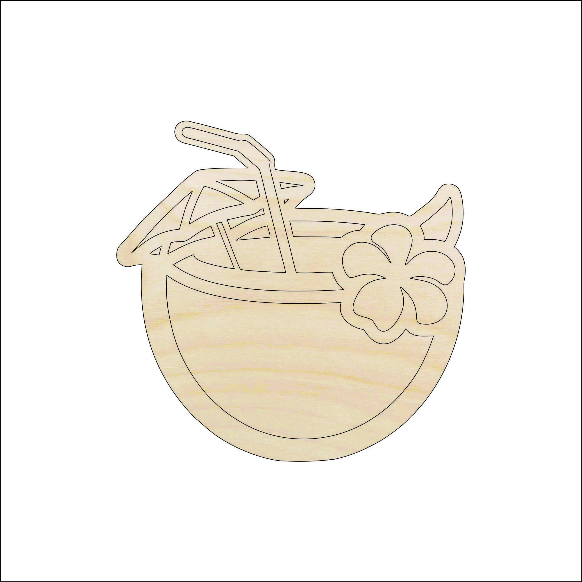 Drink Coconut - Laser Cut Out Unfinished Wood Craft Shape FOD116 Drink Coconut - Laser Cut Out Unfinished Wood Craft Shape FOD116