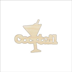 Word Cocktail - Laser Cut Out Unfinished Wood Craft Shape FOD45 Word Cocktail - Laser Cut Out Unfinished Wood Craft Shape FOD45