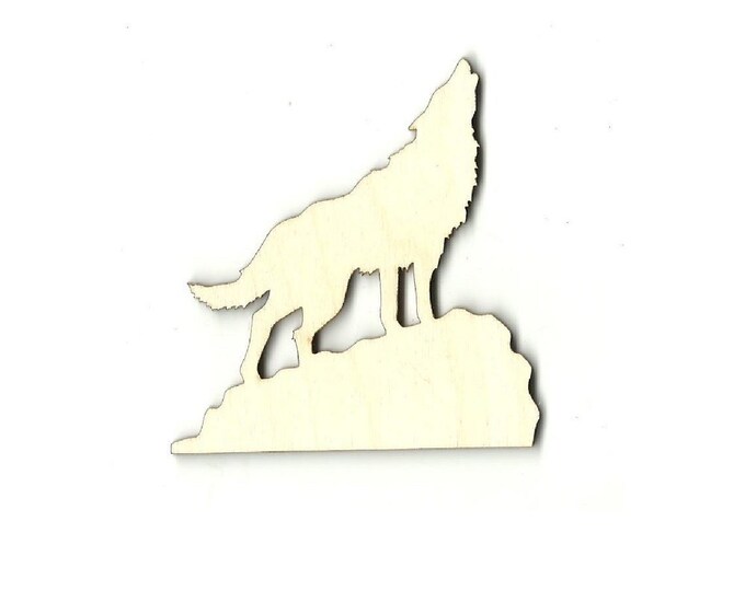 Howling Wolf Scene Laser Cut Out Unfinished Wood Shape Craft Etsy