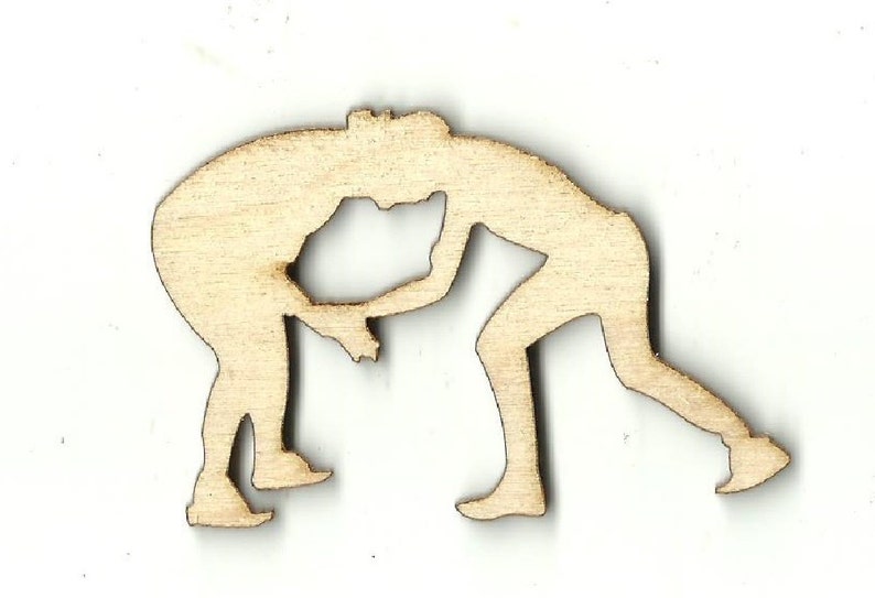 Laser Cut Out Unfinished Wood Shape Craft Supply SPT125 Wrestlers