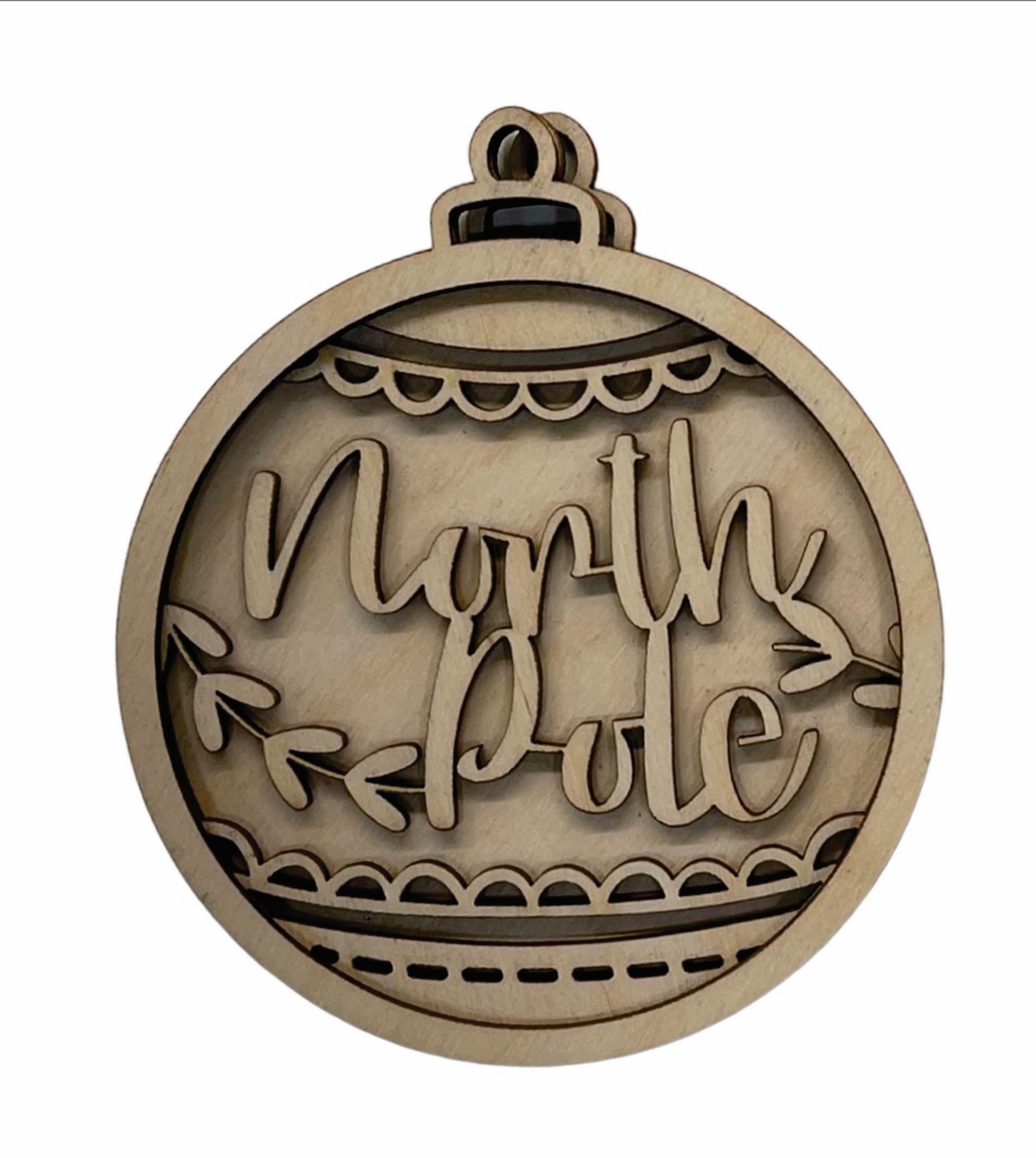 3D Ornament North Pole 3 Pieces Laser Cut Out Unfinished ORN180 3D Ornament North Pole 3 Pieces Laser Cut Out Unfinished ORN180