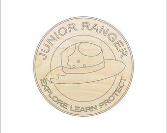 Sign Junior Ranger - Laser Cut Out Unfinished Wood Craft Shape TRP54 Sign Junior Ranger - Laser Cut Out Unfinished Wood Craft Shape TRP54