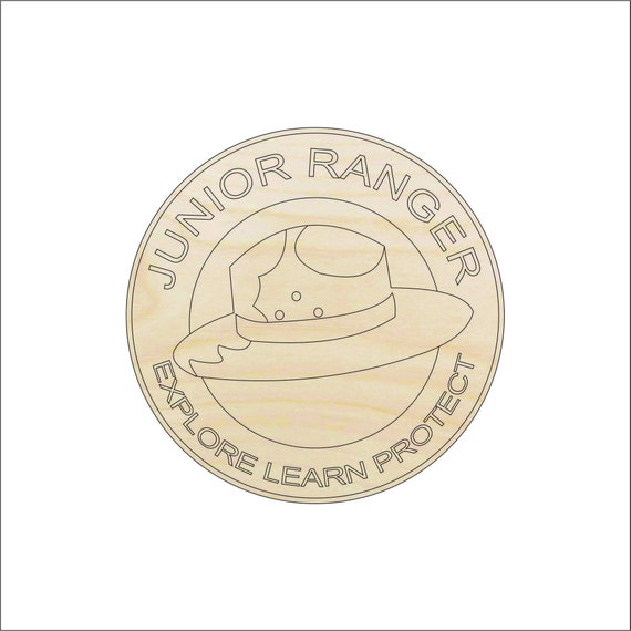 Sign Junior Ranger - Laser Cut Out Unfinished Wood Craft Shape TRP54 Sign Junior Ranger - Laser Cut Out Unfinished Wood Craft Shape TRP54