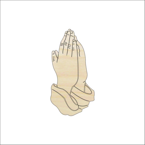 Hand Praying - Laser Cut Out Unfinished Wood Shape Craft Supply REL67