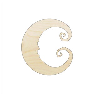 Moon - Wood Craft Shape Laser Cut Out & Unfinished DIY Craft Supply  SKY47