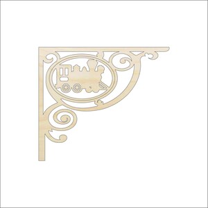 Shelf Bracket Train - Laser Cut Out Unfinished Wood Craft Shape SHLF28 Shelf Bracket Train - Laser Cut Out Unfinished Wood Craft Shape SHLF28