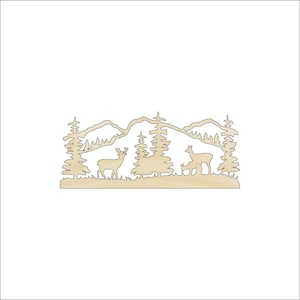 Scene Deer - Laser Cut Out Unfinished Wood Shape Craft Supply DER46