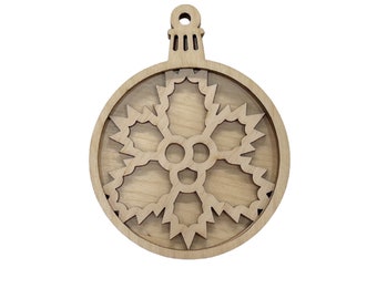 3D Ornament Snowflake 3 Pieces Laser Cut Out Unfinished ORN14 3D Ornament Snowflake 3 Pieces Laser Cut Out Unfinished ORN14