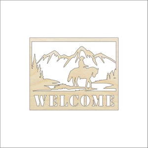 Sign Welcome Cowboy - Laser Cut Out Unfinished Wood Craft Shape SGN11 Sign Welcome Cowboy - Laser Cut Out Unfinished Wood Craft Shape SGN11