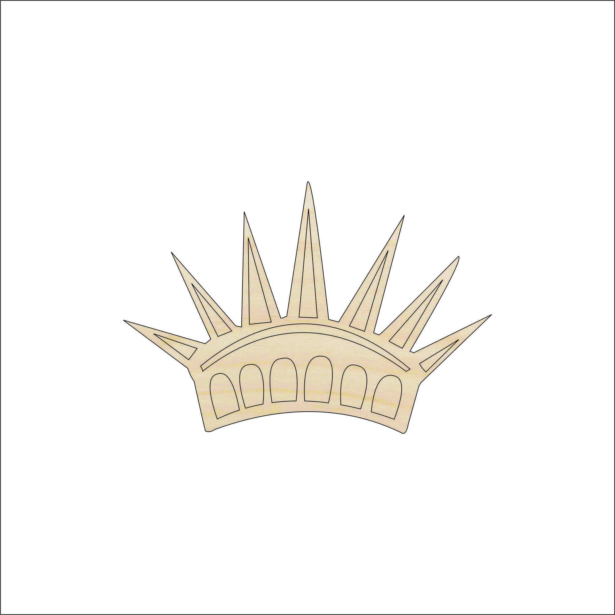 Crown Statue of Liberty - Laser Cut Out Unfinished Wood Craft Shape 4TH6 Crown Statue of Liberty - Laser Cut Out Unfinished Wood Craft Shape 4TH6