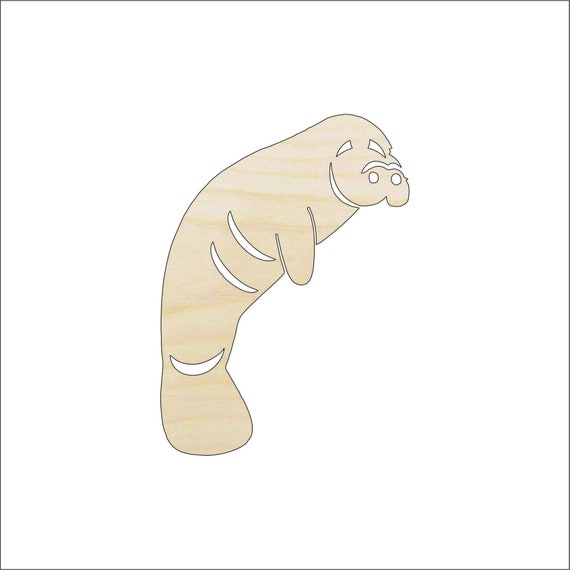 Manatee - Laser Cut Out Unfinished Wood Craft Shape SEA165 Manatee - Laser Cut Out Unfinished Wood Craft Shape SEA165