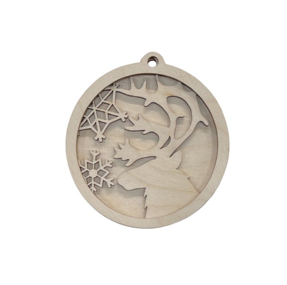 3D Ornament Deer 3 Pieces Laser Cut Out Unfinished ORN24 3D Ornament Deer 3 Pieces Laser Cut Out Unfinished ORN24